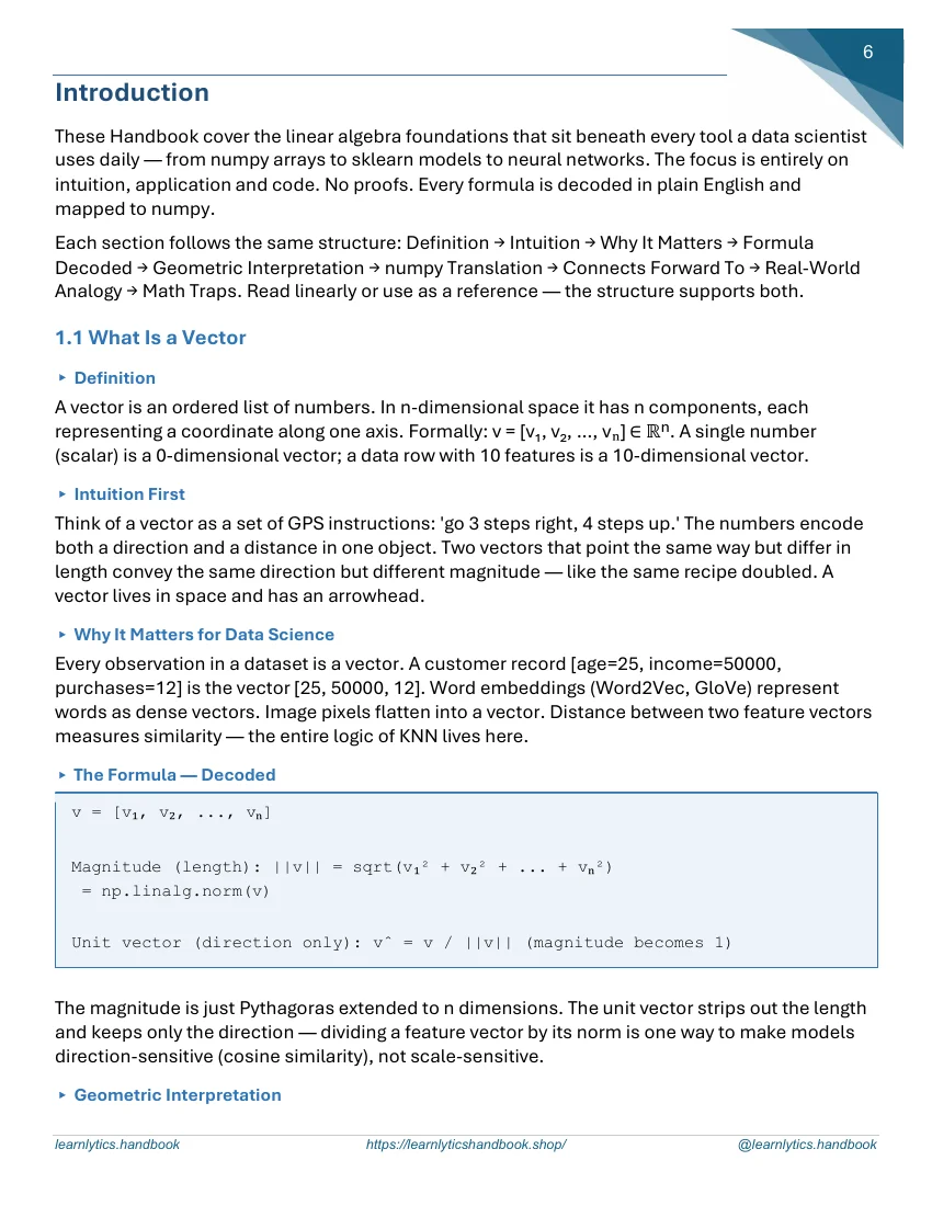 Vectors, Matrices & Operations — Chapter 1 Comprehensive Handbook preview